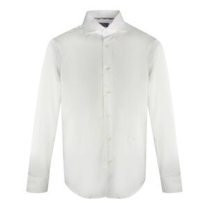 Aquascutum Mens Plain Logo Long-Sleeved Shirt / White
